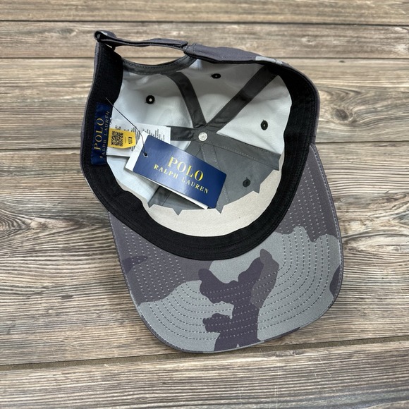 Polo Ralph Lauren Stretch Twill Camo Performance Ball Cap Hat Black Gray NWT B - Picture 4 of 7